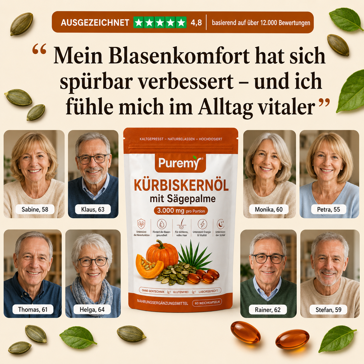 KÜRBISKERNÖL mit Sägepalme - Weniger Haarausfall und eine Verbesserung der Blasengesundheit innerhalb von drei Wochen